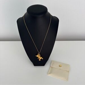 Franklin Mint 24k gold plated teddy bear pendant  necklace Vintage